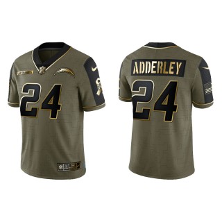 2021 Salute To Service Men's Chargers Nasir Adderley Olive Gold Limited Jersey