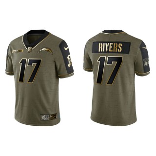 2021 Salute To Service Men's Chargers Philip Rivers Olive Gold Limited Jersey