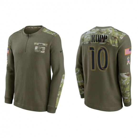 2021 Salute To Service Men's Rams Cooper Kupp Olive Henley Long Sleeve Thermal Top