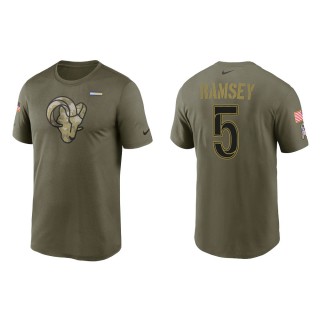 2021 Salute To Service Men's Rams Jalen Ramsey Olive Legend Performance T-Shirt