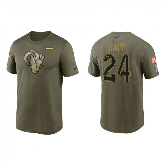2021 Salute To Service Men's Rams Taylor Rapp Olive Legend Performance T-Shirt
