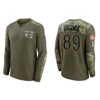 2021 Salute To Service Men's Rams Tyler Higbee Olive Henley Long Sleeve Thermal Top