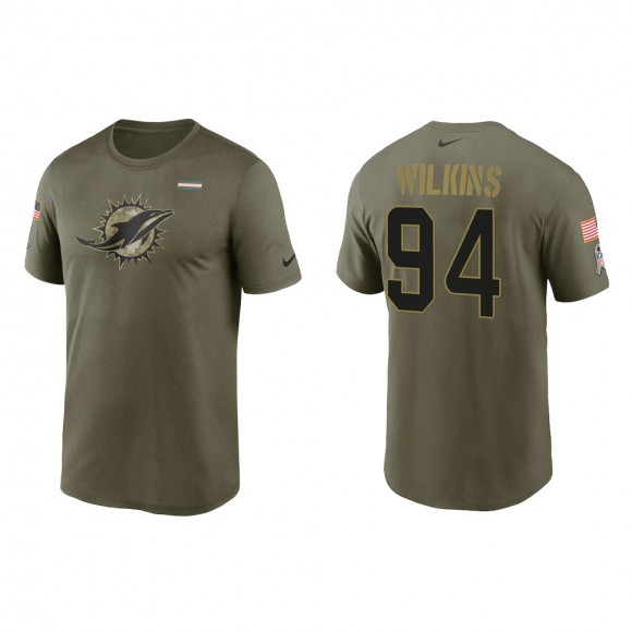 2021 Salute To Service Men's Dolphins Christian Wilkins Olive Legend Performance T-Shirt