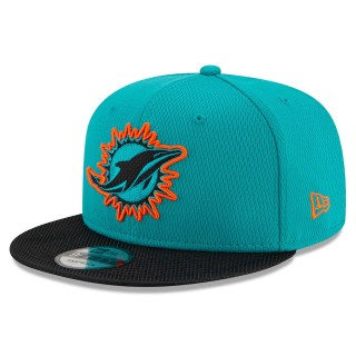 Miami Dolphins Aqua Black 2021 NFL Sideline Road 9FIFTY Snapback Hat