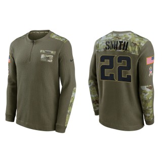 2021 Salute To Service Men's Vikings Harrison Smith Olive Henley Long Sleeve Thermal Top