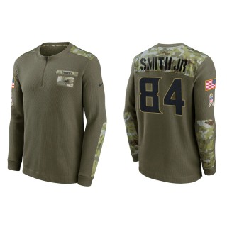 2021 Salute To Service Men's Vikings Irv Smith Jr. Olive Henley Long Sleeve Thermal Top