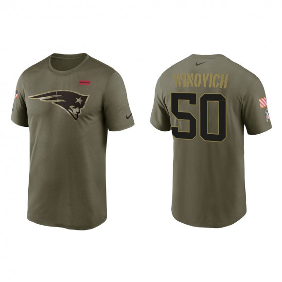 2021 Salute To Service Men's Patriots Chase Winovich Olive Legend Performance T-Shirt