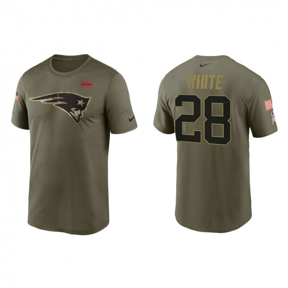 2021 Salute To Service Men's Patriots James White Olive Legend Performance T-Shirt
