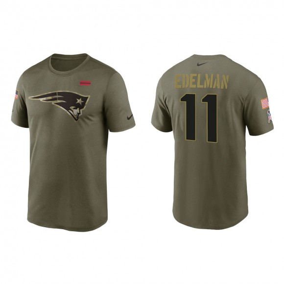 2021 Salute To Service Men's Patriots Julian Edelman Olive Legend Performance T-Shirt