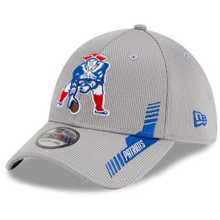New England Patriots Gray 2021 NFL Sideline Home Historic Logo 39THIRTY Hat