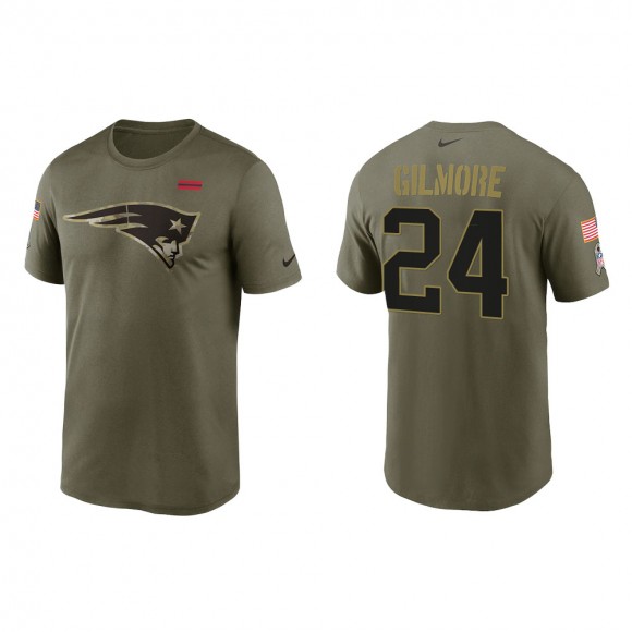 2021 Salute To Service Men's Patriots Stephon Gilmore Olive Legend Performance T-Shirt
