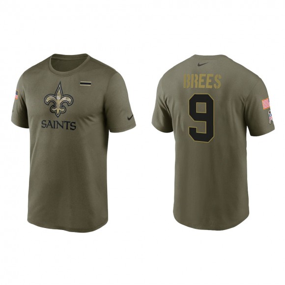 2021 Salute To Service Men's Saints Drew Brees Olive Legend Performance T-Shirt