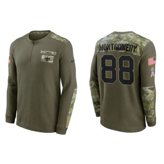 2021 Salute To Service Men's Saints Ty Montgomery Olive Henley Long Sleeve Thermal Top