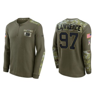 2021 Salute To Service Men's Giants Dexter Lawrence Olive Henley Long Sleeve Thermal Top