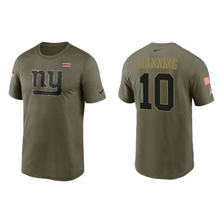 2021 Salute To Service Men's Giants Eli Manning Olive Legend Performance T-Shirt
