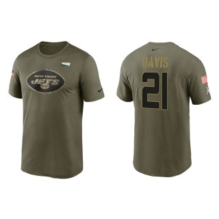 2021 Salute To Service Men's Jets Ashtyn Davis Olive Legend Performance T-Shirt