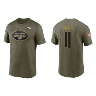 2021 Salute To Service Men's Jets Denzel Mims Olive Legend Performance T-Shirt