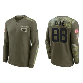 2021 Salute To Service Men's Jets Keelan Cole Olive Henley Long Sleeve Thermal Top