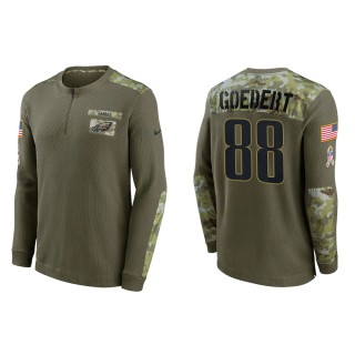 2021 Salute To Service Men's Eagles Dallas Goedert Olive Henley Long Sleeve Thermal Top