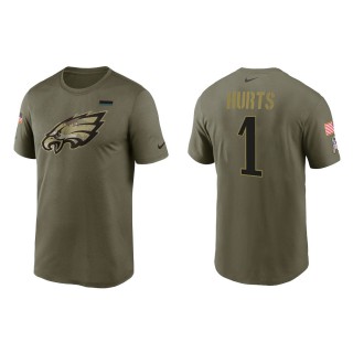 2021 Salute To Service Men's Eagles Jalen Hurts Olive Legend Performance T-Shirt