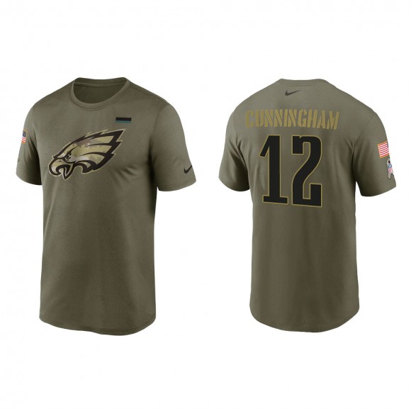 2021 Salute To Service Men's Eagles Randall Cunningham Olive Legend Performance T-Shirt