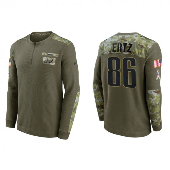2021 Salute To Service Men's Eagles Zach Ertz Olive Henley Long Sleeve Thermal Top