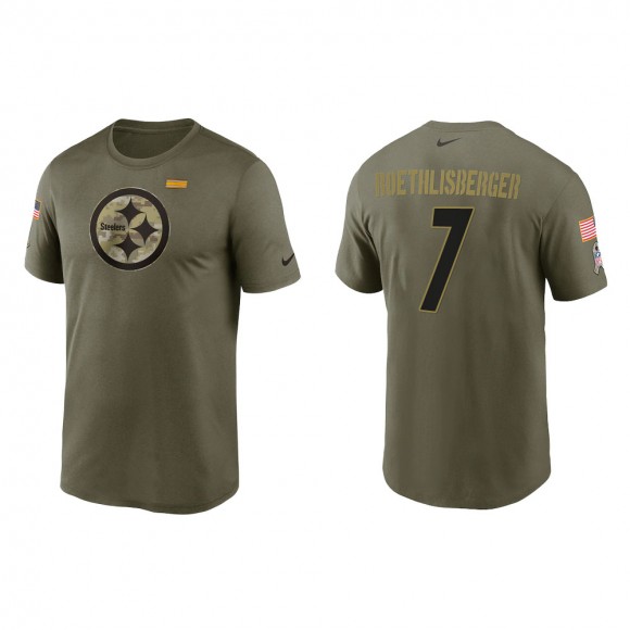 2021 Salute To Service Men's Steelers Ben Roethlisberger Olive Legend Performance T-Shirt