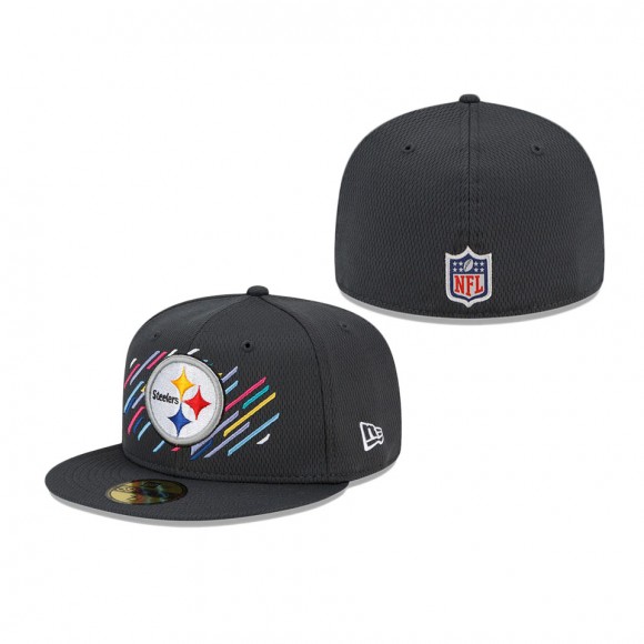Steelers Charcoal 2021 NFL Crucial Catch 59FIFTY Fitted Hat