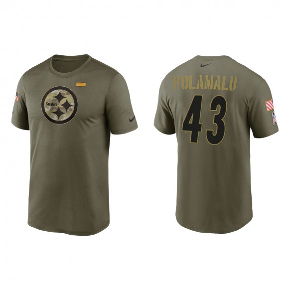 2021 Salute To Service Men's Steelers Troy Polamalu Olive Legend Performance T-Shirt