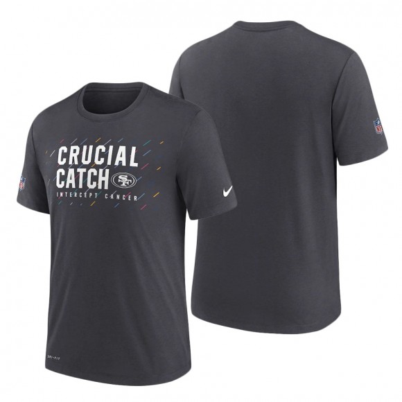 49ers Charcoal 2021 Crucial Catch Performance T-Shirt