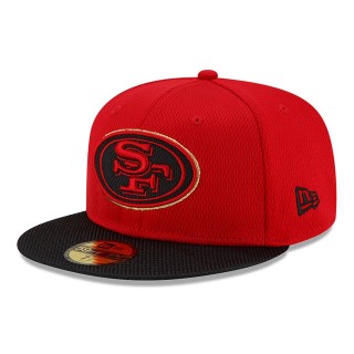 San Francisco 49ers Scarlet Black 2021 NFL Sideline Road 59FIFTY Hat