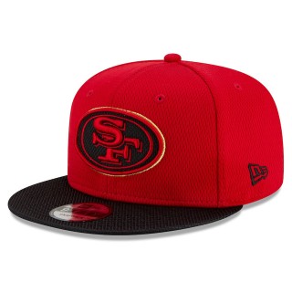 San Francisco 49ers Scarlet Black 2021 NFL Sideline Road 9FIFTY Snapback Hat