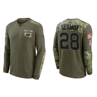 2021 Salute To Service Men's 49ers Trey Sermon Olive Henley Long Sleeve Thermal Top