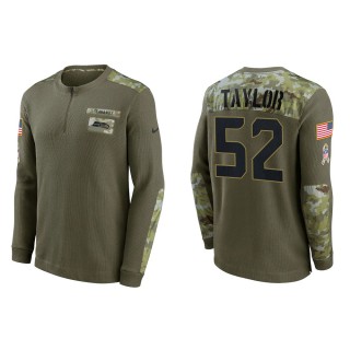 2021 Salute To Service Men's Seahawks Darrell Taylor Olive Henley Long Sleeve Thermal Top