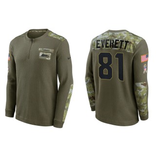 2021 Salute To Service Men's Seahawks Gerald Everett Olive Henley Long Sleeve Thermal Top
