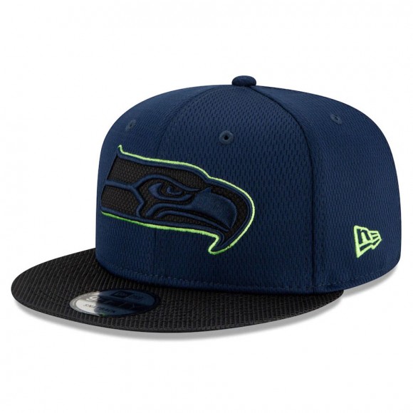 Seattle Seahawks College Navy Black 2021 NFL Sideline Road 9FIFTY Snapback Hat