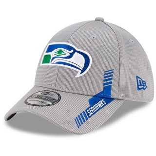Seattle Seahawks Gray 2021 NFL Sideline Home Historic Logo 39THIRTY Hat