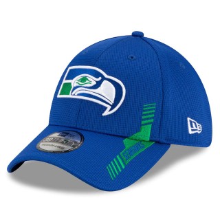 Seattle Seahawks Royal 2021 NFL Sideline Home Historic Logo 39THIRTY Hat