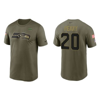 2021 Salute To Service Men's Seahawks Rashaad Penny Olive Legend Performance T-Shirt