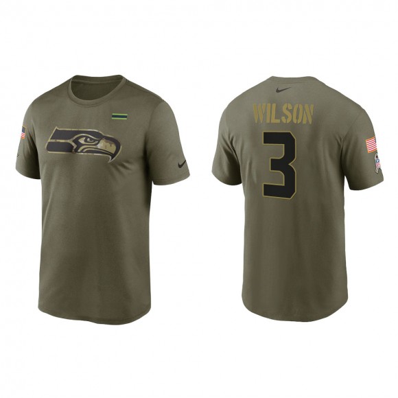 2021 Salute To Service Men's Seahawks Russell Wilson Olive Legend Performance T-Shirt
