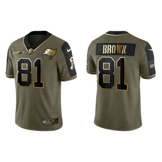 2021 Salute To Service Men's Buccaneers Antonio Brown Olive Gold Limited Jersey