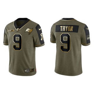 2021 Salute To Service Men's Buccaneers Joe Tryon Olive Gold Limited Jersey