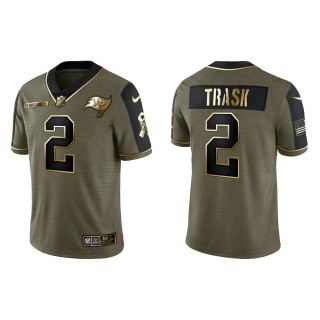 2021 Salute To Service Men's Buccaneers Kyle Trask Olive Gold Limited Jersey