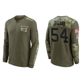 2021 Salute To Service Men's Buccaneers Lavonte David Olive Henley Long Sleeve Thermal Top