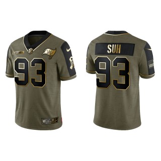 2021 Salute To Service Men's Buccaneers Ndamukong Suh Olive Gold Limited Jersey