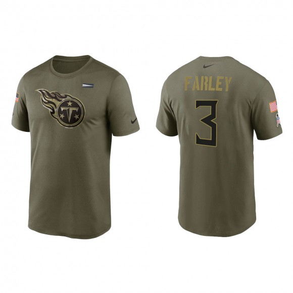 2021 Salute To Service Men's Titans Caleb Farley Olive Legend Performance T-Shirt