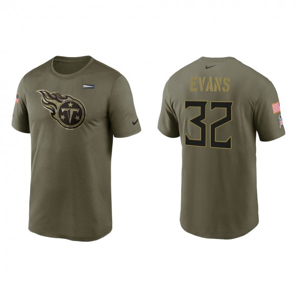 2021 Salute To Service Men's Titans Darrynton Evans Olive Legend Performance T-Shirt
