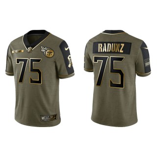 2021 Salute To Service Men's Titans Dillon Radunz Olive Gold Limited Jersey
