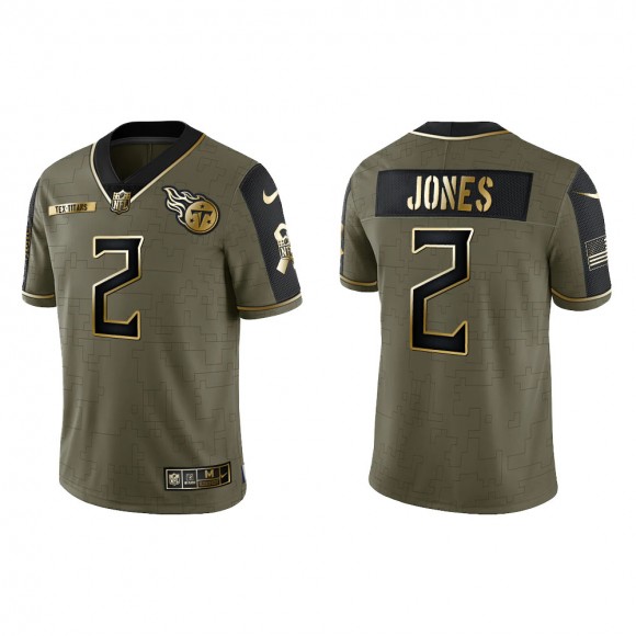 2021 Salute To Service Men's Titans Julio Jones Olive Gold Limited Jersey