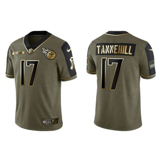 2021 Salute To Service Men's Titans Ryan Tannehill Olive Gold Limited Jersey